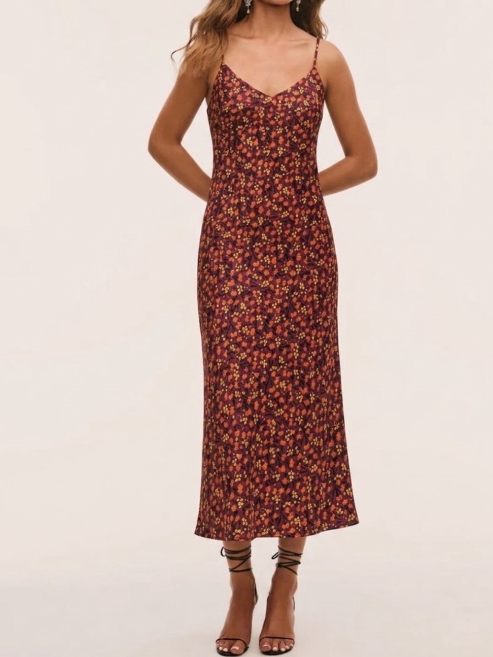 Zara Floral Satin Mini Slip Dress Sz M